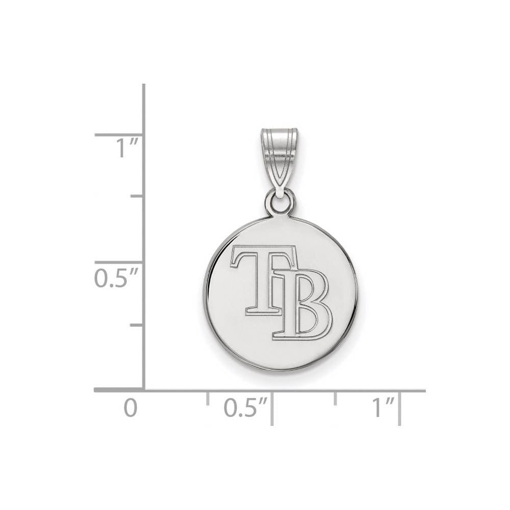 Alternate view of the Sterling Silver MLB Tampa Bay Rays Medium Disc Pendant by The Black Bow Jewelry Co.