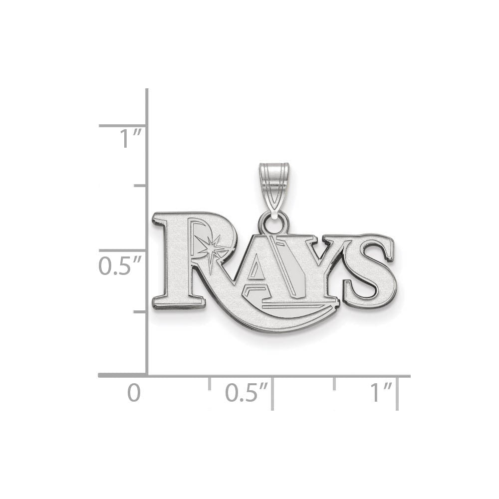 Alternate view of the Sterling Silver MLB Tampa Bay Rays Small Script Pendant by The Black Bow Jewelry Co.