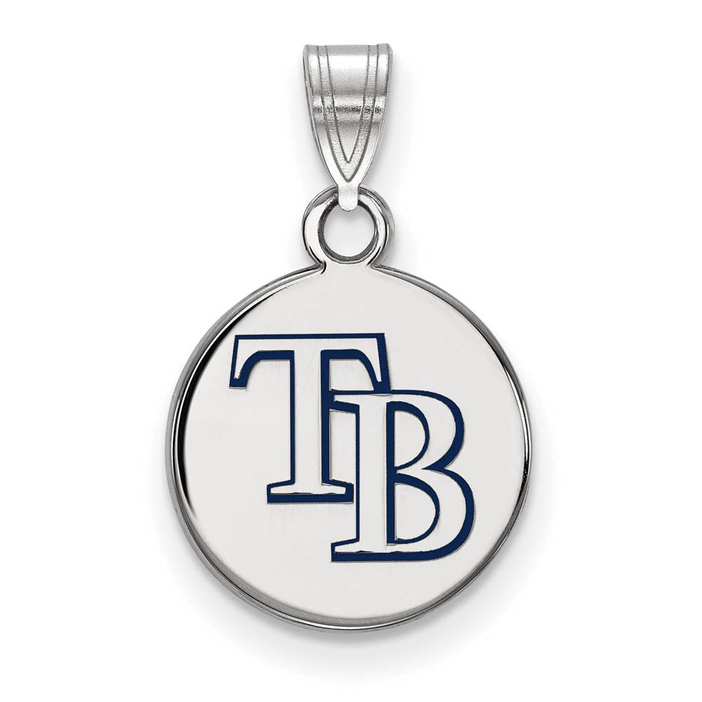 Sterling Silver MLB Tampa Bay Rays SM Enamel Disc Pendant, Item P33228 by The Black Bow Jewelry Co.