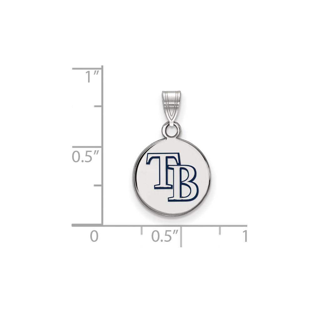 Alternate view of the Sterling Silver MLB Tampa Bay Rays SM Enamel Disc Pendant by The Black Bow Jewelry Co.