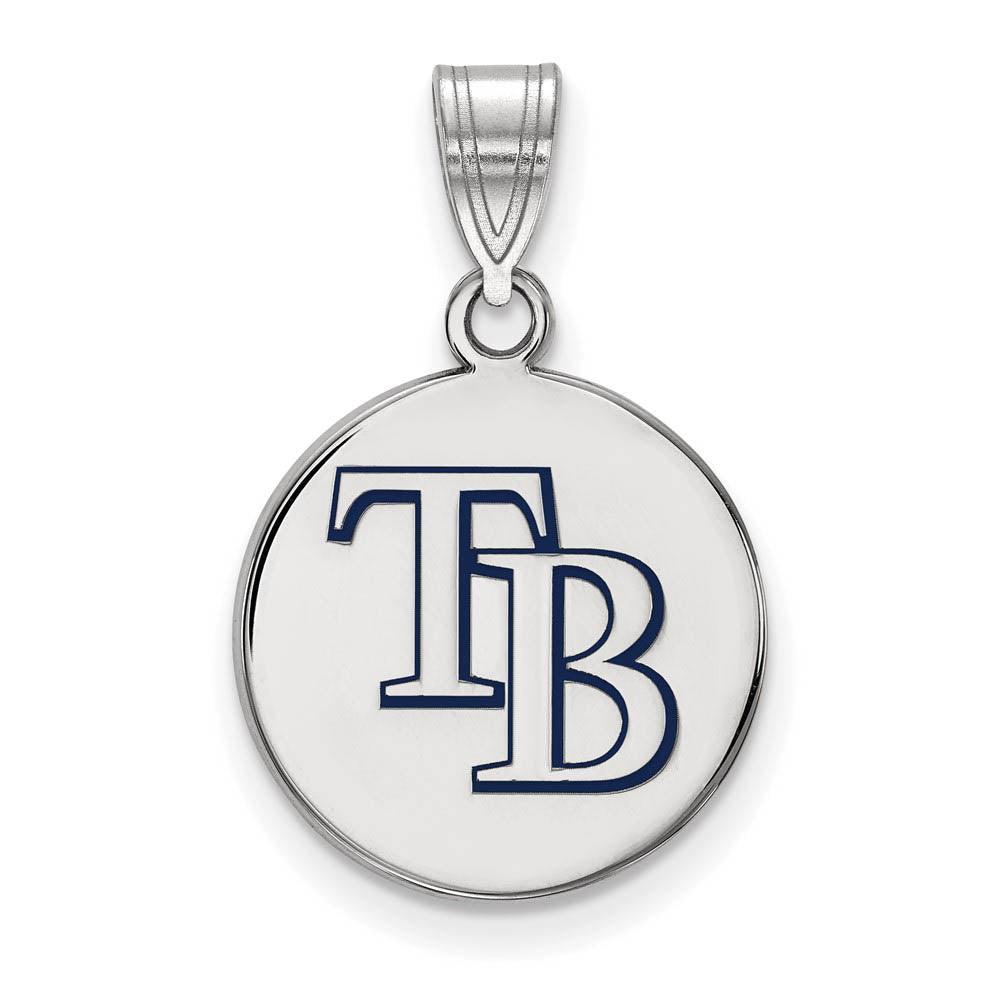 Sterling Silver MLB Tampa Bay Rays MD Enamel Disc Pendant, Item P33229 by The Black Bow Jewelry Co.