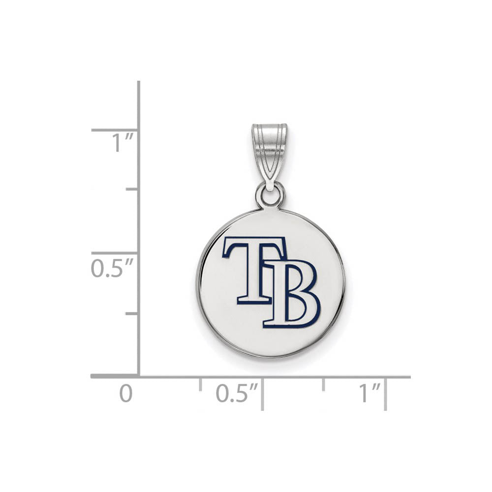 Alternate view of the Sterling Silver MLB Tampa Bay Rays MD Enamel Disc Pendant by The Black Bow Jewelry Co.