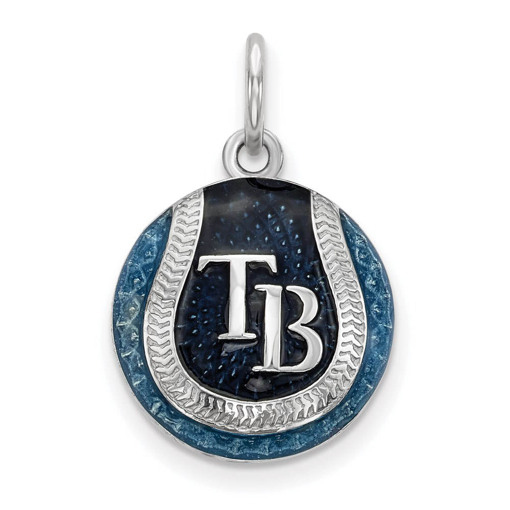 Sterling Silver MLB Tampa Bay Rays MD Enamel Baseball Charm, Item P33232 by The Black Bow Jewelry Co.