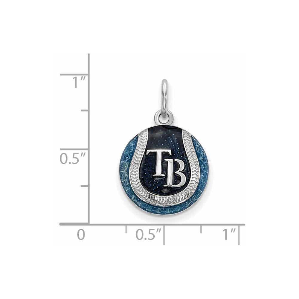 Alternate view of the Sterling Silver MLB Tampa Bay Rays MD Enamel Baseball Charm by The Black Bow Jewelry Co.
