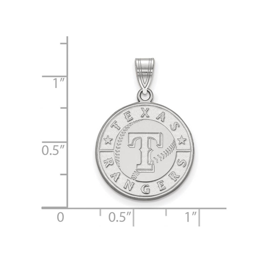 Alternate view of the 10K White Gold MLB Texas Rangers Large Script Disc Pendant by The Black Bow Jewelry Co.