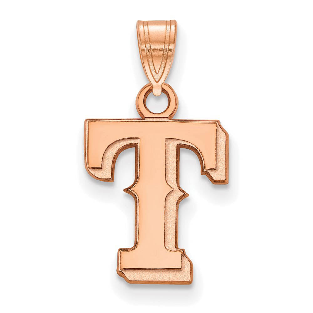 14K Rose Gold MLB Texas Rangers Small Letter T Pendant, Item P33249 by The Black Bow Jewelry Co.