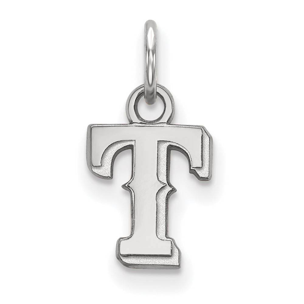 14K White Gold MLB Texas Rangers XS (Tiny) Letter T Charm, Item P33253 by The Black Bow Jewelry Co.
