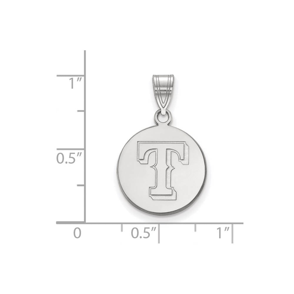 Alternate view of the 14K White Gold MLB Texas Rangers Medium Letter T Disc Pendant by The Black Bow Jewelry Co.