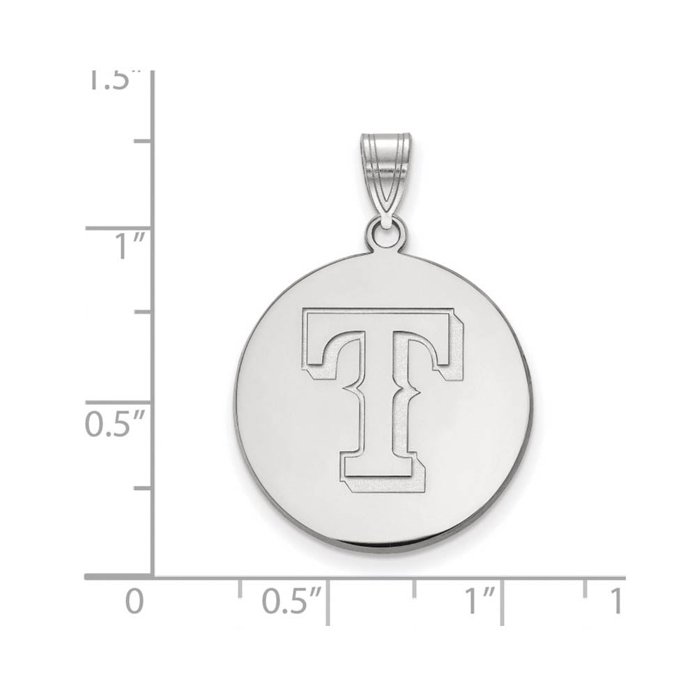 Alternate view of the 14K White Gold MLB Texas Rangers Large Letter T Disc Pendant by The Black Bow Jewelry Co.