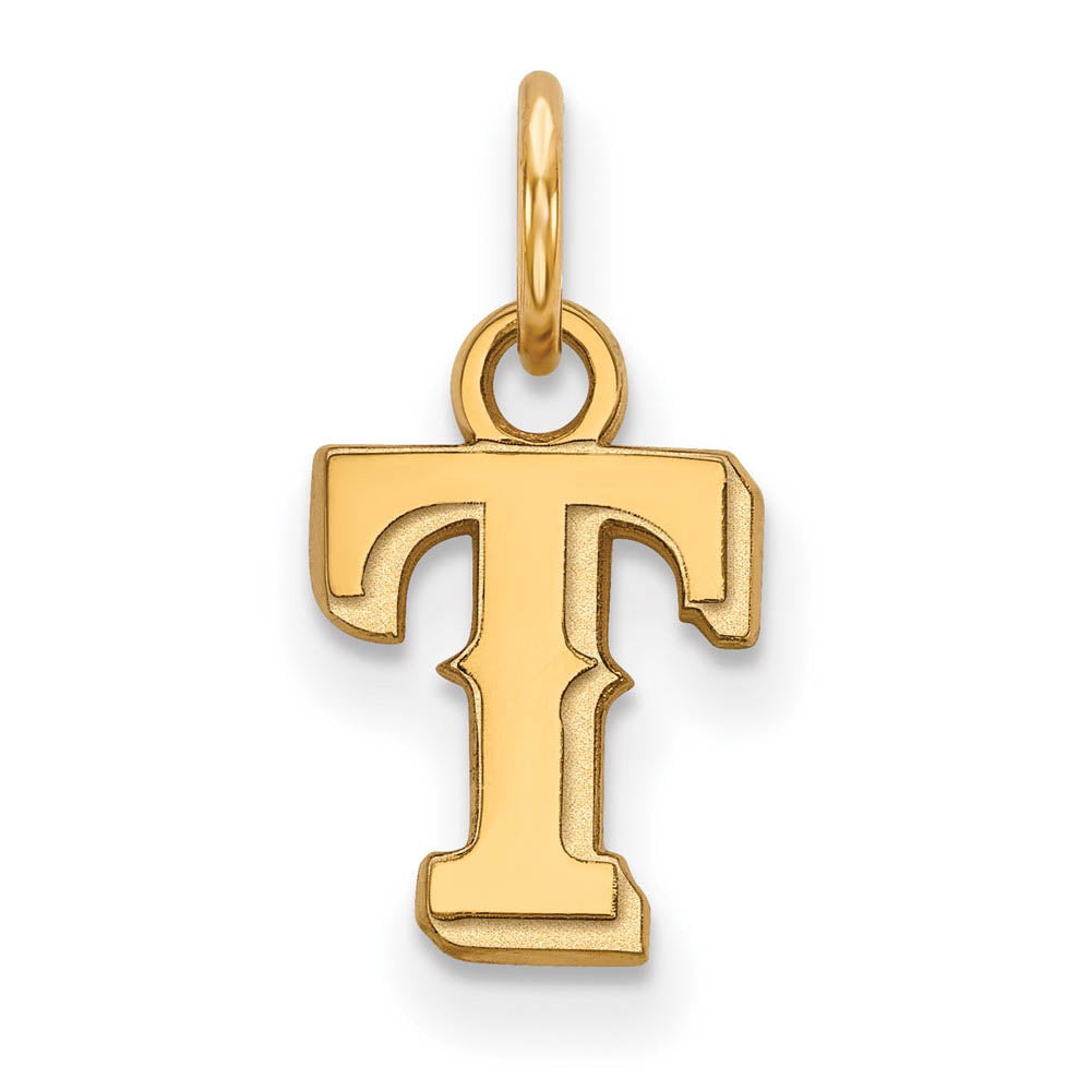 14K Gold Plated Silver MLB Texas Rangers XS (Tiny) Letter T Charm, Item P33269 by The Black Bow Jewelry Co.