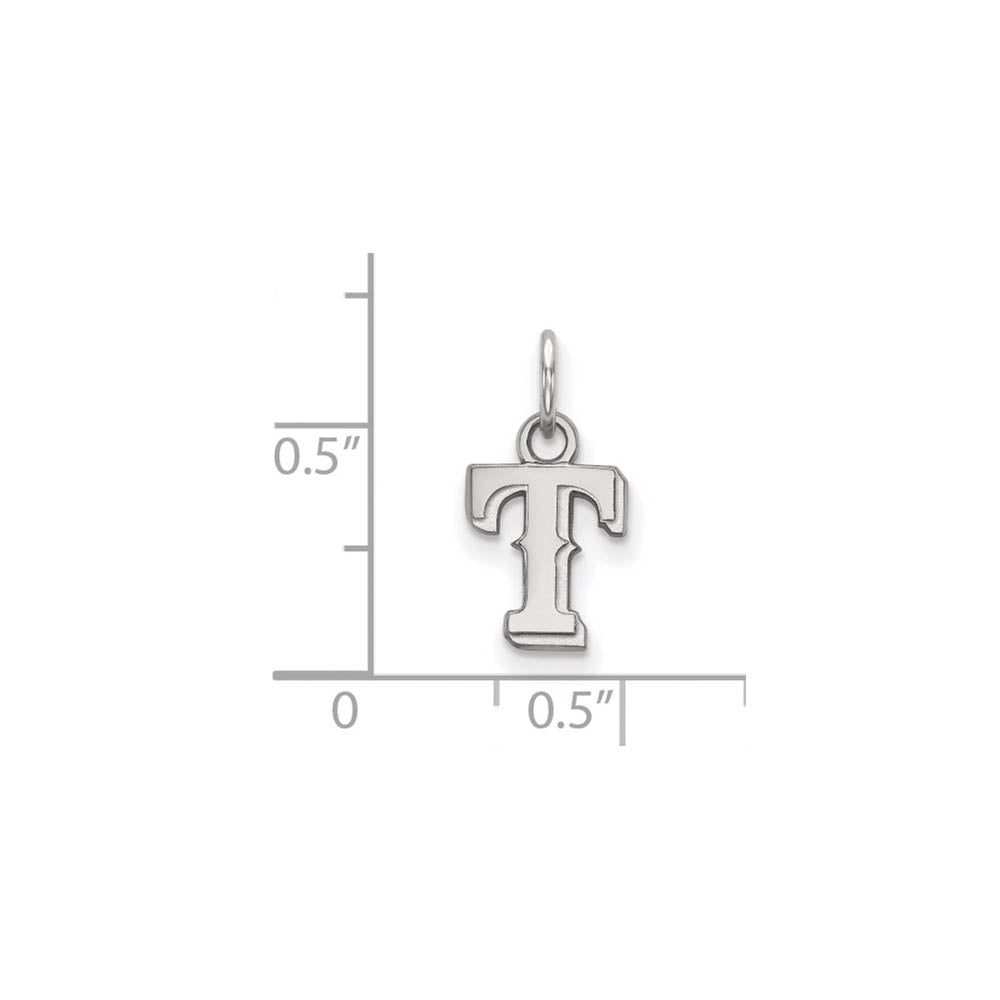 Alternate view of the Sterling Silver MLB Texas Rangers XS (Tiny) Letter T Charm by The Black Bow Jewelry Co.