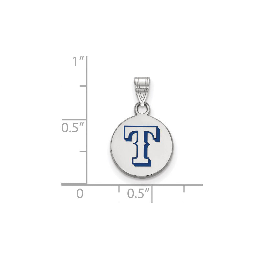 Alternate view of the Sterling Silver MLB Texas Rangers SM Enamel Disc Pendant by The Black Bow Jewelry Co.