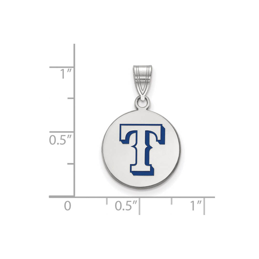 Alternate view of the Sterling Silver MLB Texas Rangers MD Enamel Disc Pendant by The Black Bow Jewelry Co.