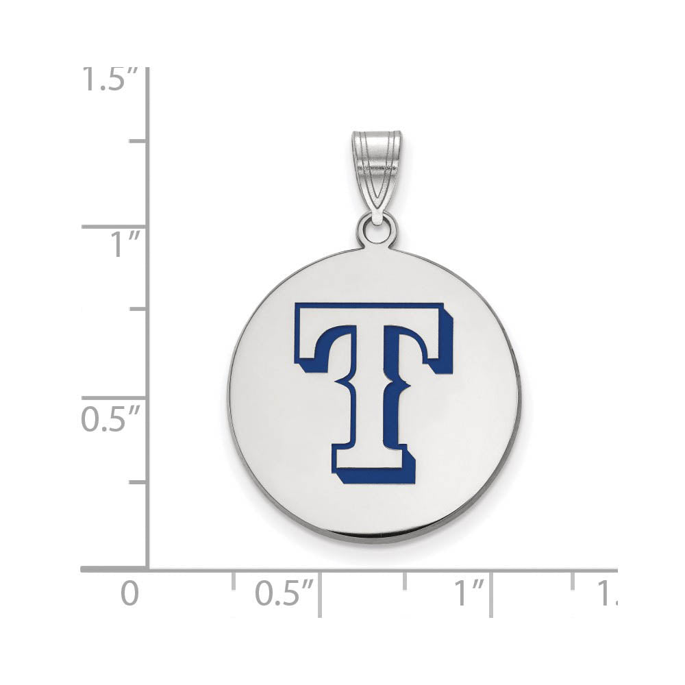 Alternate view of the Sterling Silver MLB Texas Rangers LG Enamel Disc Pendant by The Black Bow Jewelry Co.