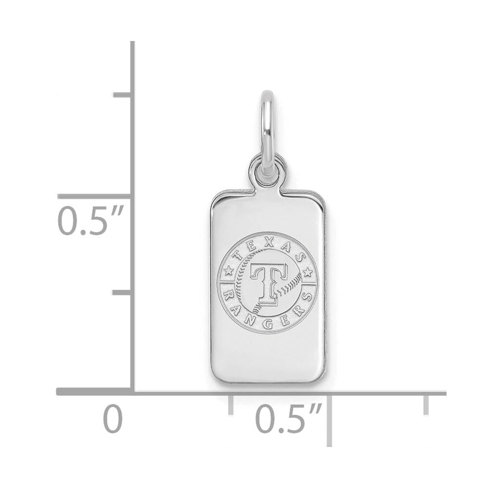 Alternate view of the Sterling Silver MLB Texas Rangers XS (Tiny) Tag Charm by The Black Bow Jewelry Co.
