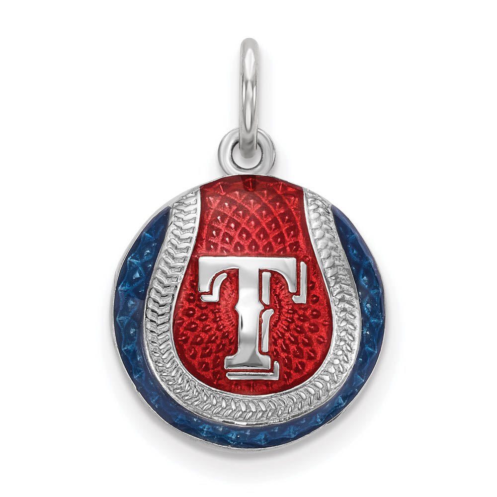 Sterling Silver MLB Texas Rangers MD Enamel Baseball Charm, Item P33295 by The Black Bow Jewelry Co.
