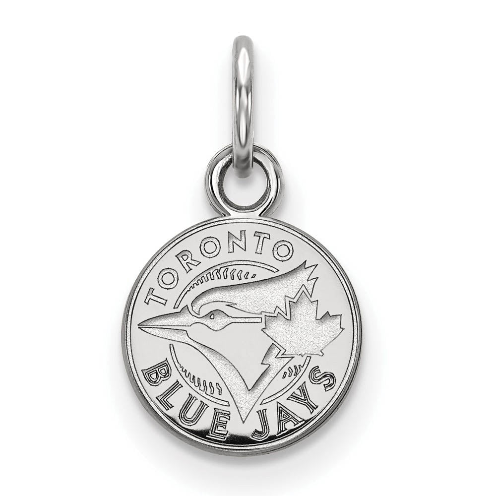10K White Gold MLB Toronto Blue Jays XS (Tiny) Disc Charm, Item P33296 by The Black Bow Jewelry Co.