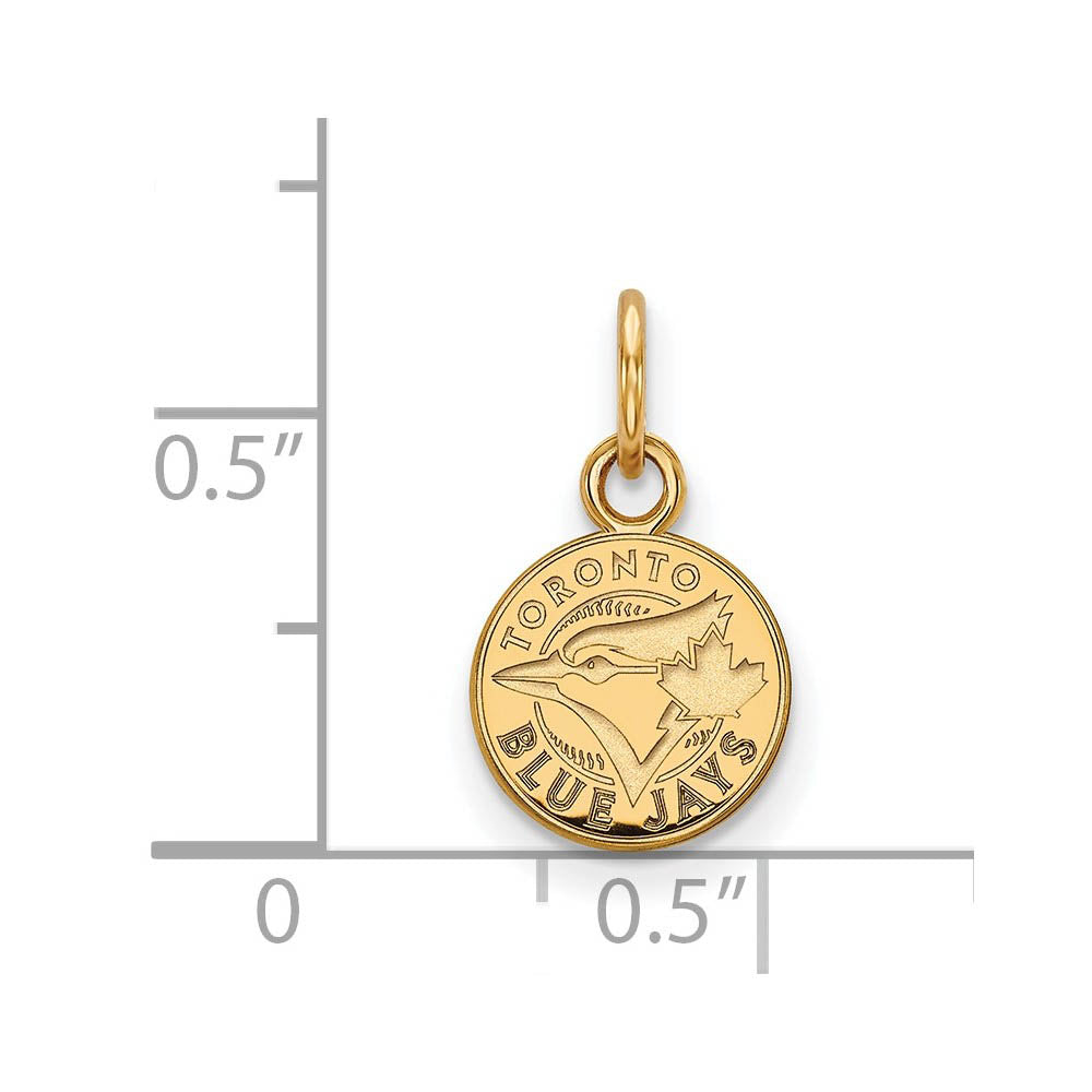 Alternate view of the 10K Yellow Gold MLB Toronto Blue Jays XS (Tiny) Disc Charm by The Black Bow Jewelry Co.