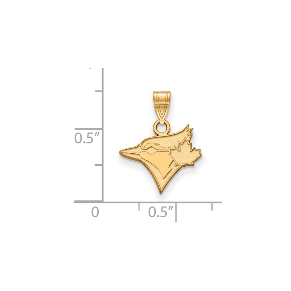 Alternate view of the 10K Yellow Gold MLB Toronto Blue Jays Small Logo Pendant by The Black Bow Jewelry Co.