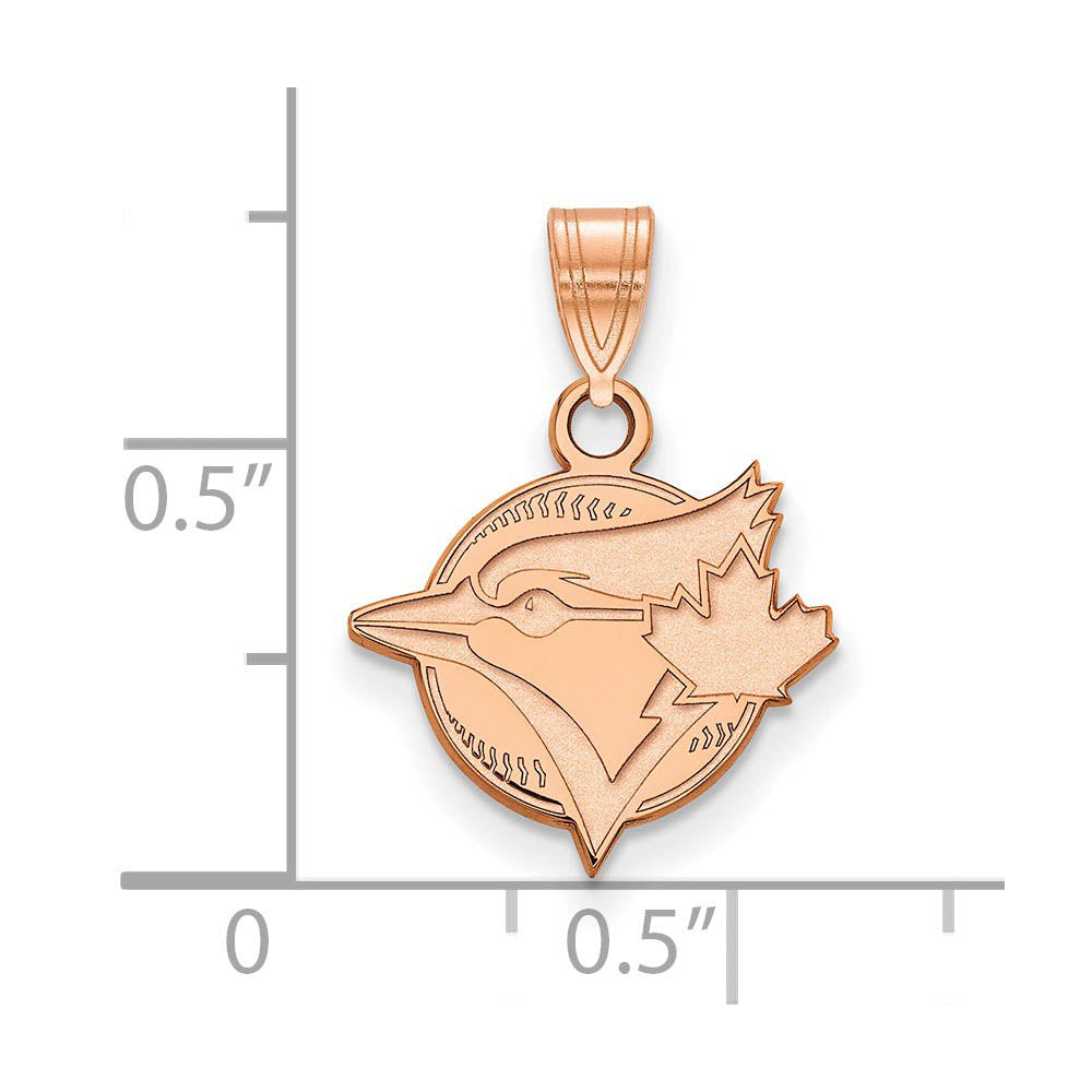 Alternate view of the 14K Rose Gold MLB Toronto Blue Jays Small Baseball Logo Pendant by The Black Bow Jewelry Co.