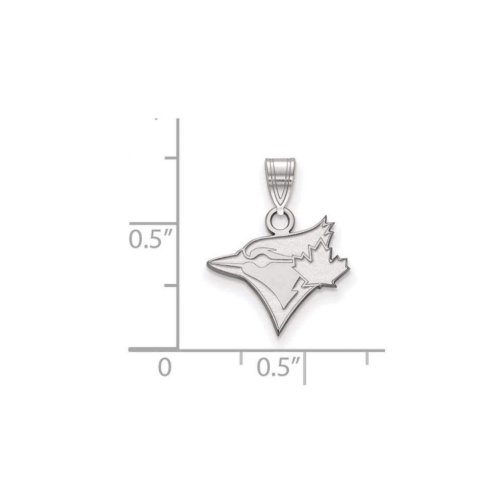 Alternate view of the 14K White Gold MLB Toronto Blue Jays Small Logo Pendant by The Black Bow Jewelry Co.