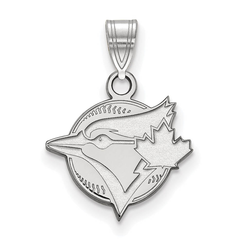 14K White Gold MLB Toronto Blue Jays Small Baseball Logo Pendant, Item P33325 by The Black Bow Jewelry Co.