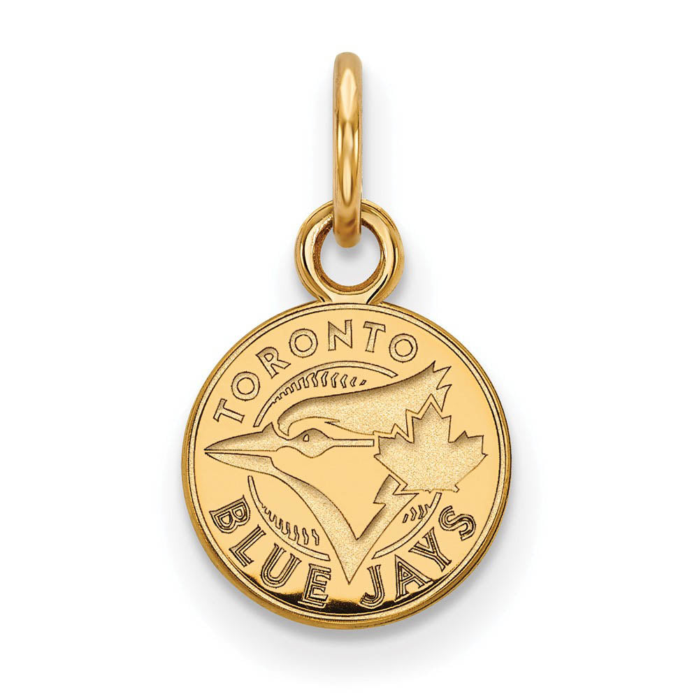 14K Gold Plated Silver MLB Toronto Blue Jays XS (Tiny) Disc Charm, Item P33337 by The Black Bow Jewelry Co.