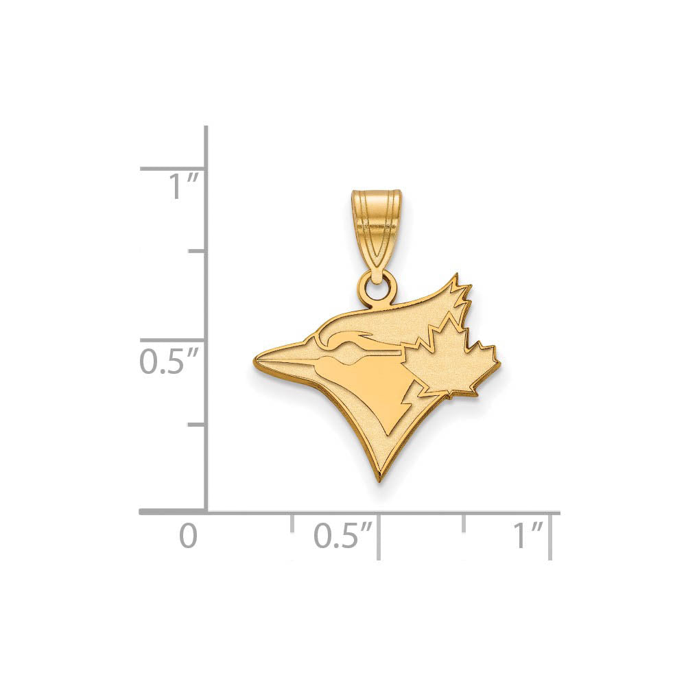 Alternate view of the 14K Gold Plated Silver MLB Toronto Blue Jays Medium Logo Pendant by The Black Bow Jewelry Co.