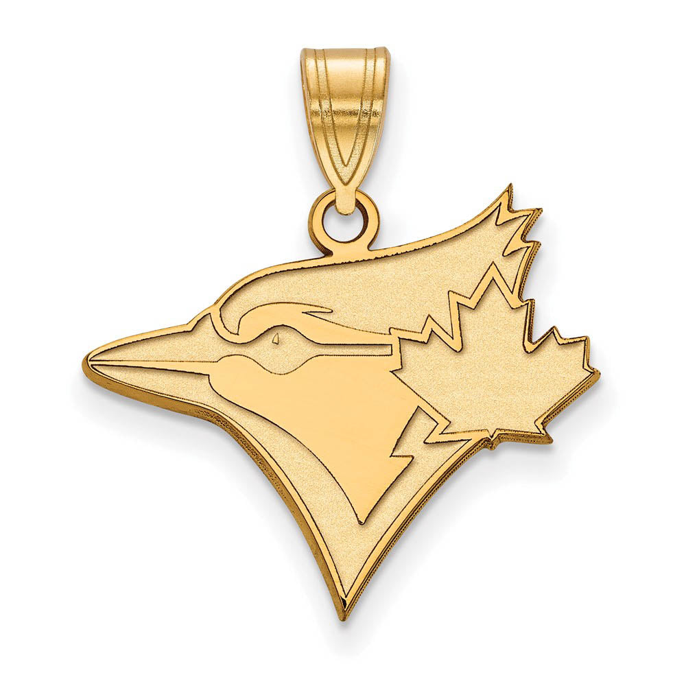14K Gold Plated Silver MLB Toronto Blue Jays Large Logo Pendant, Item P33344 by The Black Bow Jewelry Co.