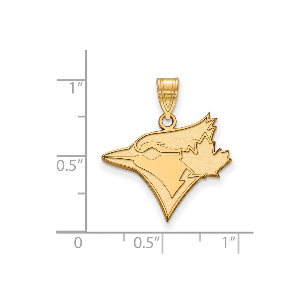 Alternate view of the 14K Gold Plated Silver MLB Toronto Blue Jays Large Logo Pendant by The Black Bow Jewelry Co.