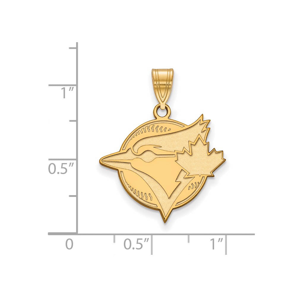 Alternate view of the 14K Gold Plated Silver MLB Toronto Blue Jays LG Baseball Logo Pendant by The Black Bow Jewelry Co.