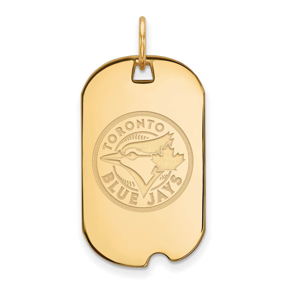 14K Gold Plated Silver MLB Toronto Blue Jays Small Dog Tag Pendant, Item P33348 by The Black Bow Jewelry Co.