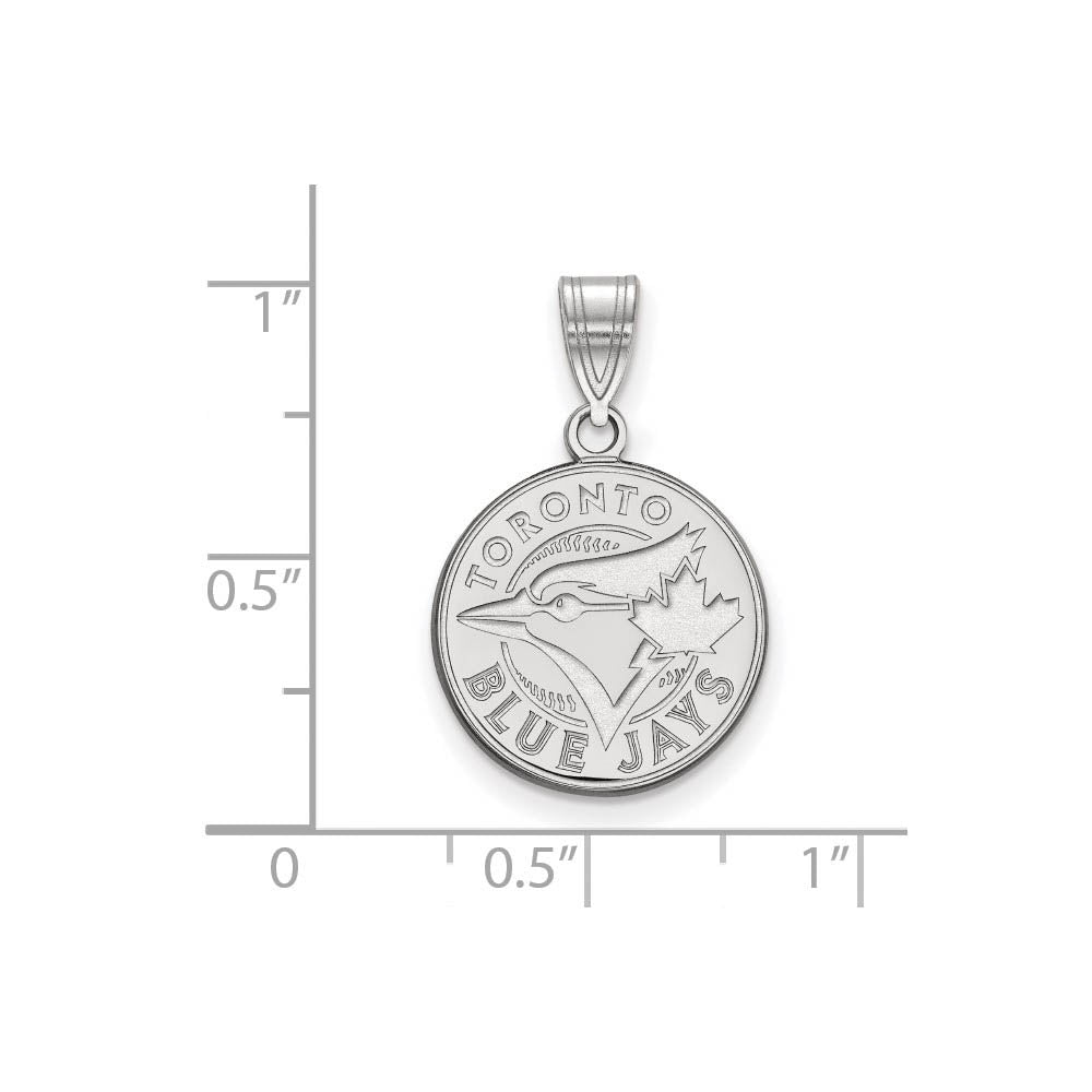 Alternate view of the Sterling Silver MLB Toronto Blue Jays Medium Disc Pendant by The Black Bow Jewelry Co.