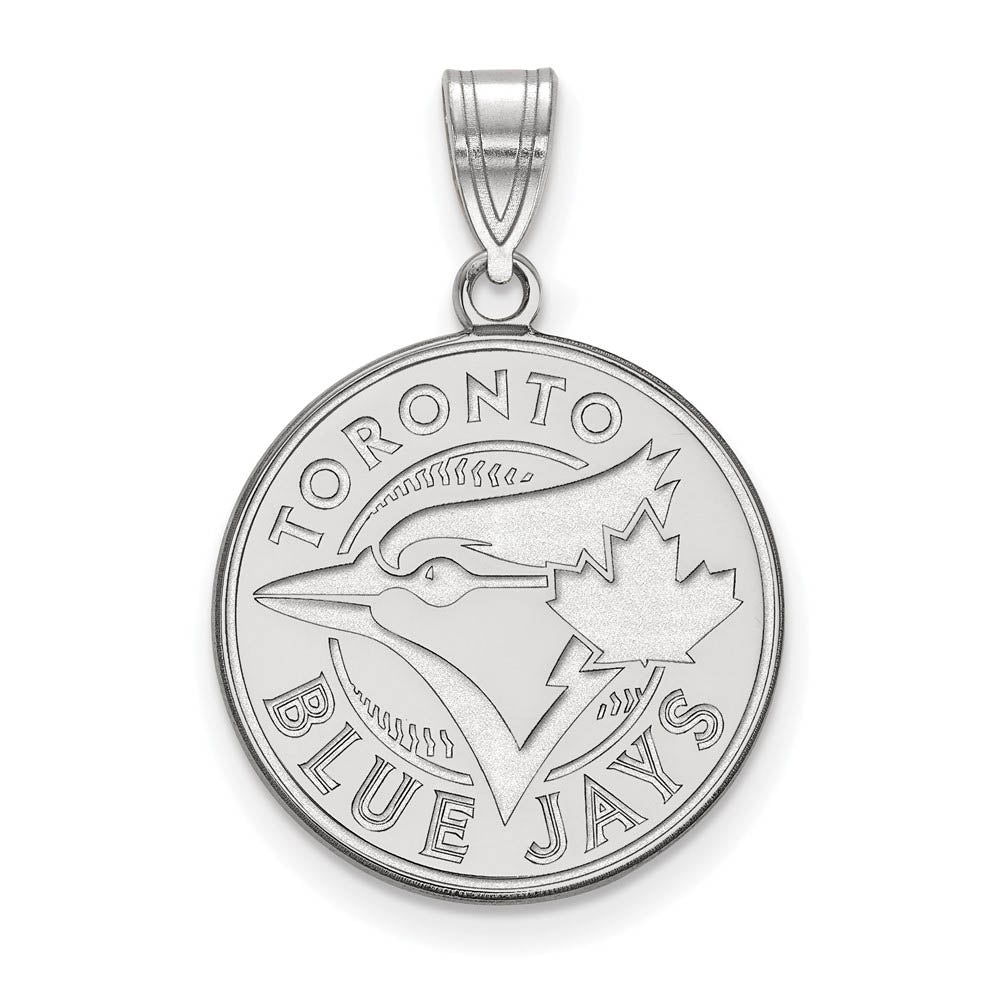 Sterling Silver MLB Toronto Blue Jays Large Disc Pendant, Item P33352 by The Black Bow Jewelry Co.
