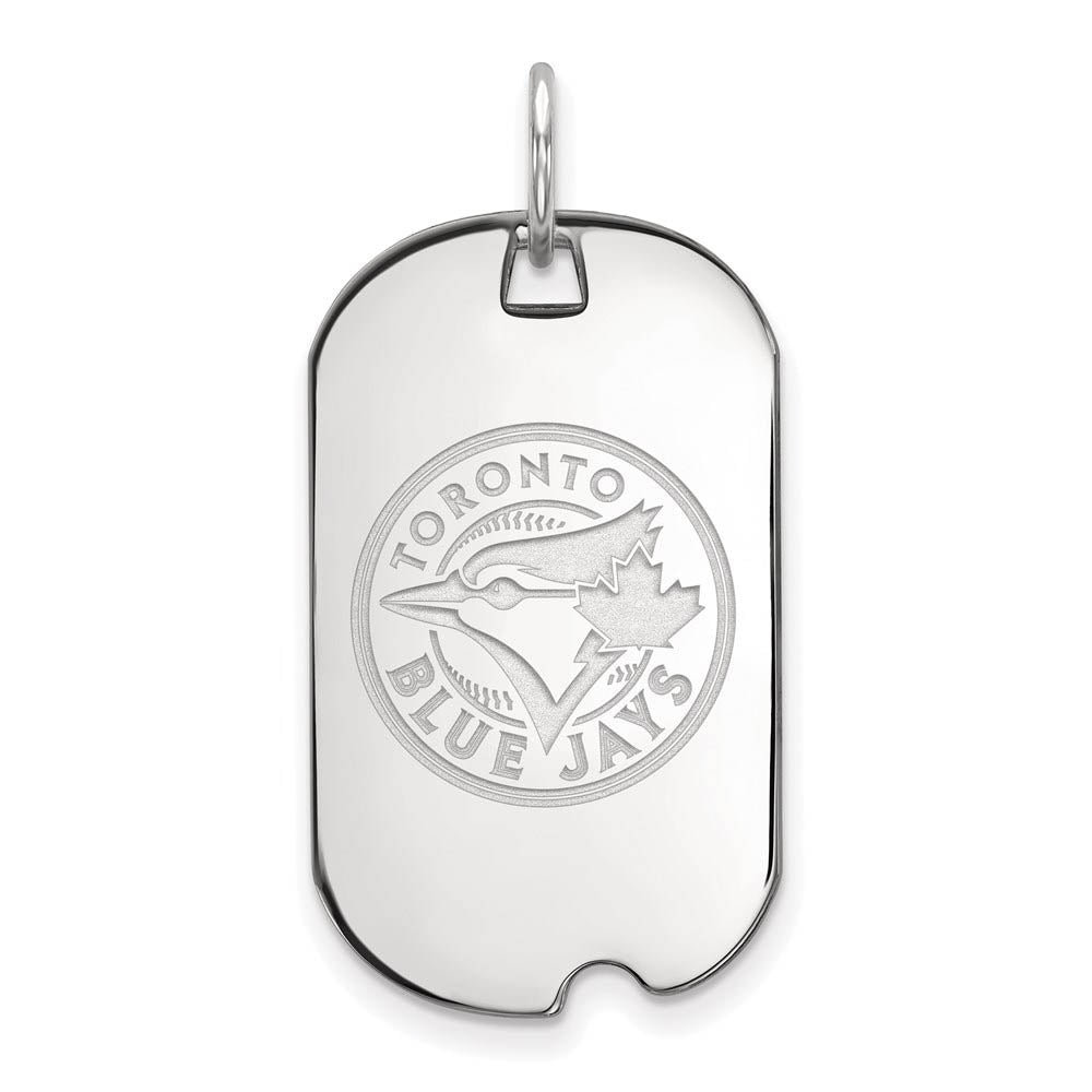 Sterling Silver MLB Toronto Blue Jays Small Dog Tag Pendant, Item P33360 by The Black Bow Jewelry Co.
