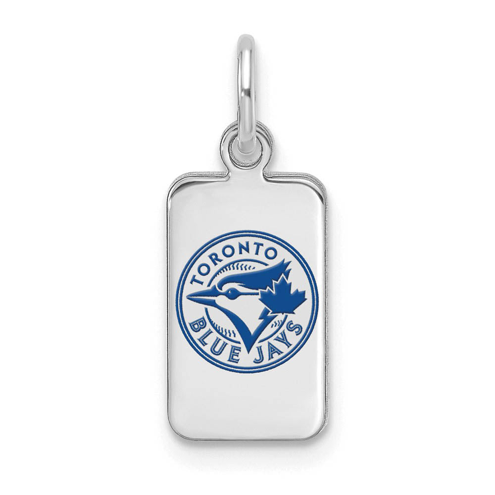 Sterling Silver MLB Toronto Blue Jays XS (Tiny) Enamel Tag Charm, Item P33362 by The Black Bow Jewelry Co.