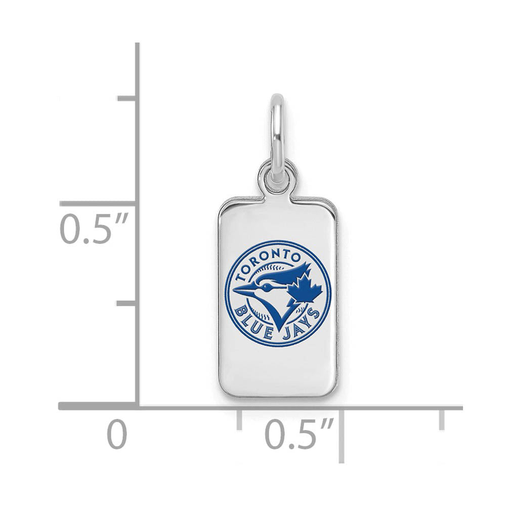 Alternate view of the Sterling Silver MLB Toronto Blue Jays XS (Tiny) Enamel Tag Charm by The Black Bow Jewelry Co.