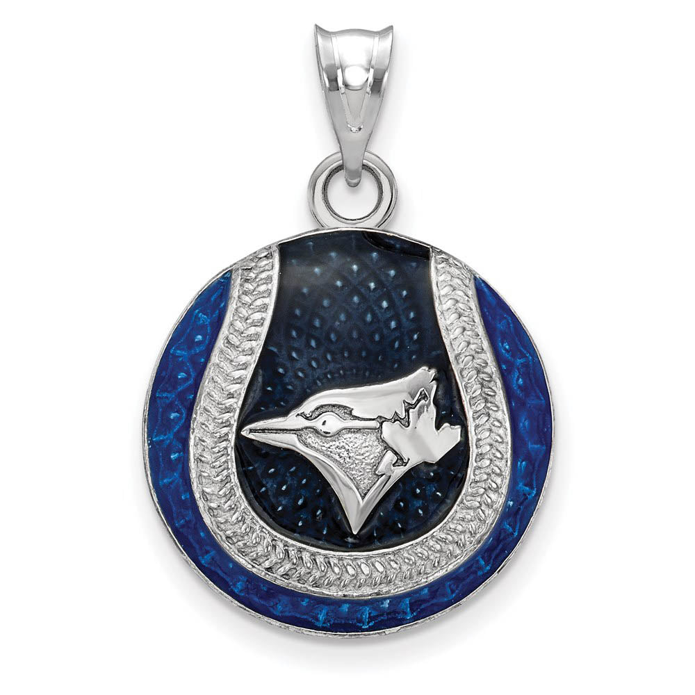 Sterling Silver MLB Toronto Blue Jays LG Enamel Baseball Pendant, Item P33363 by The Black Bow Jewelry Co.