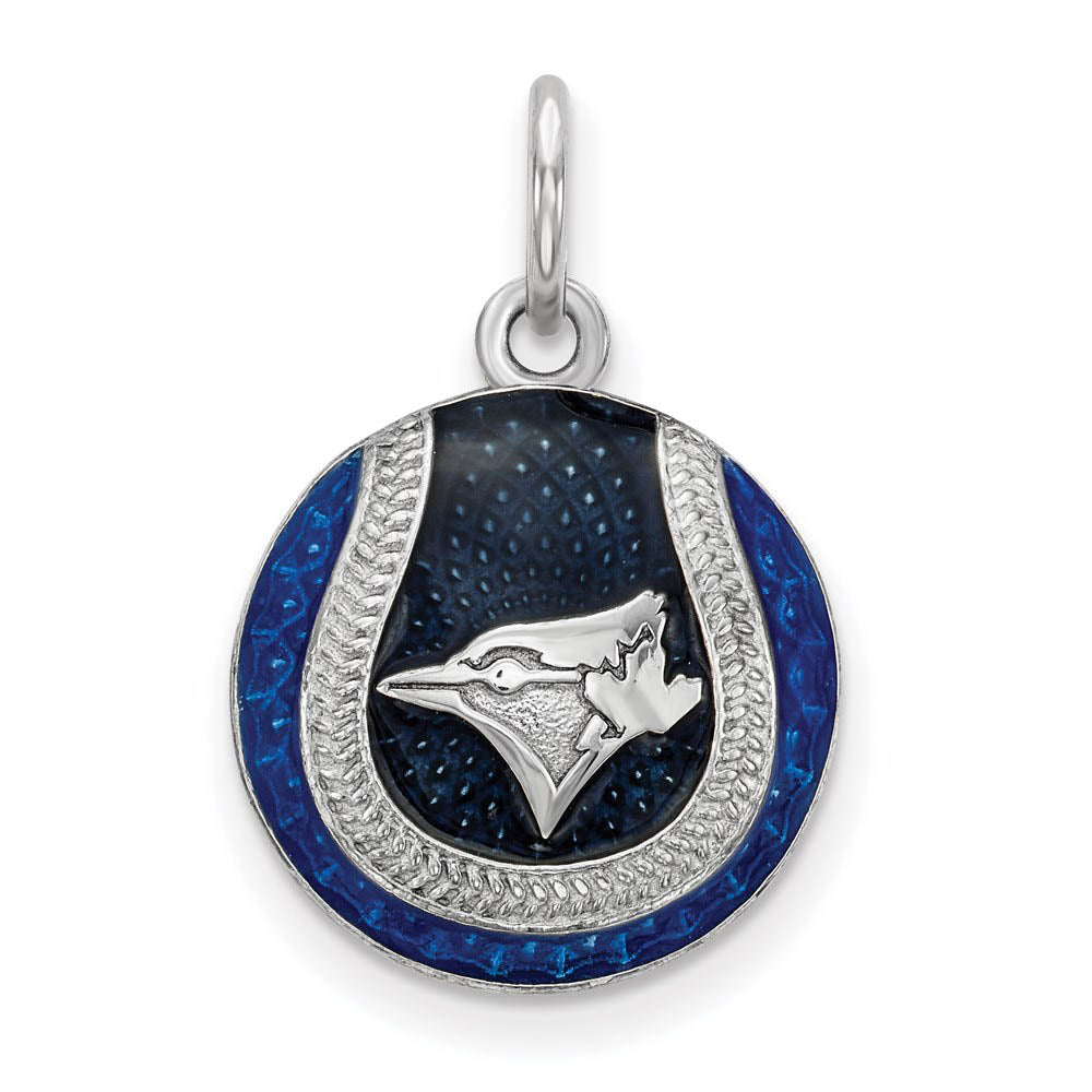 Sterling Silver MLB Toronto Blue Jays MD Enamel Baseball Charm, Item P33364 by The Black Bow Jewelry Co.