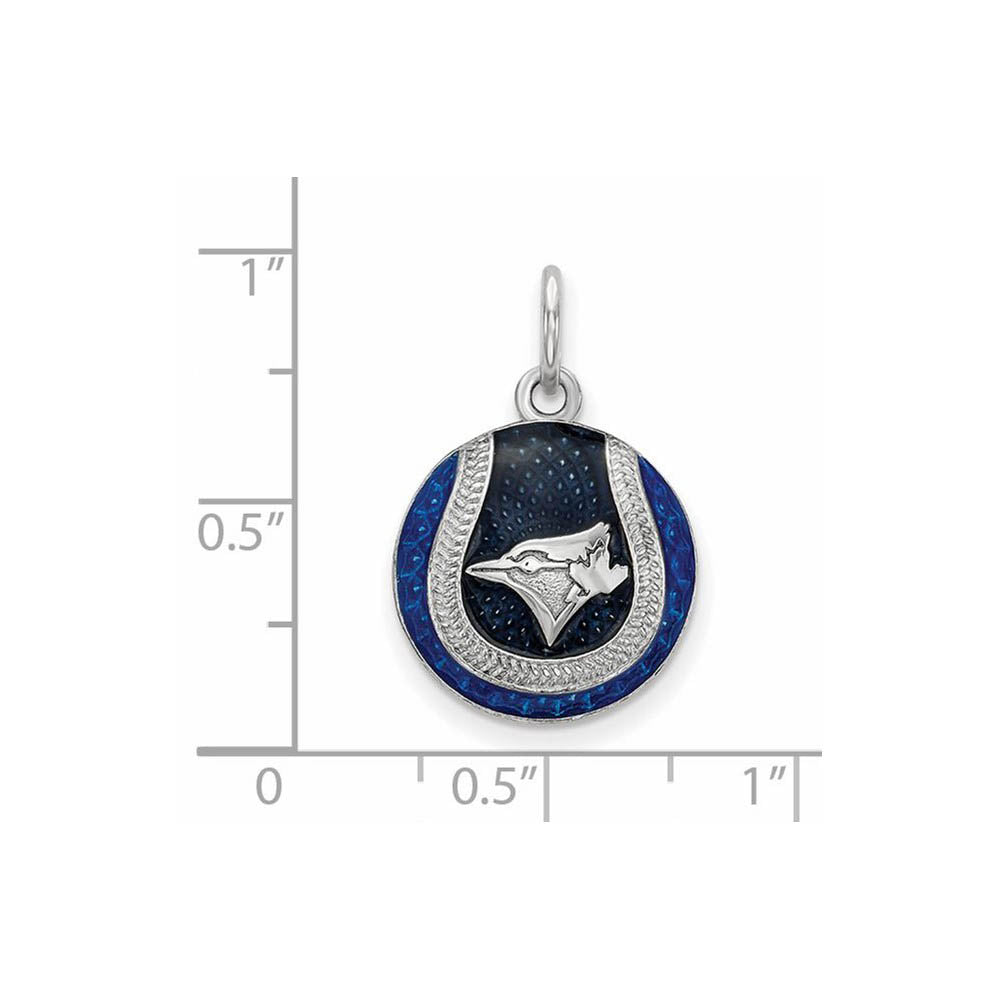 Alternate view of the Sterling Silver MLB Toronto Blue Jays MD Enamel Baseball Charm by The Black Bow Jewelry Co.