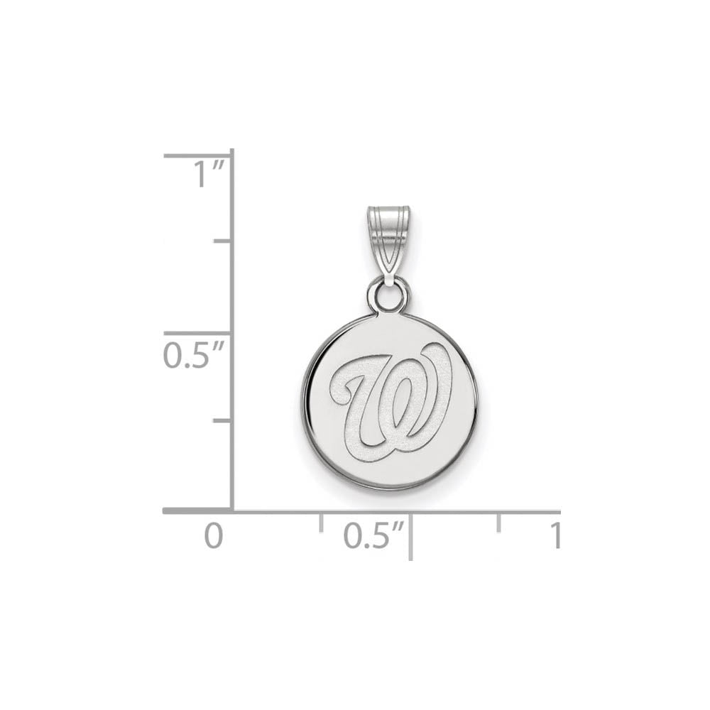 Alternate view of the 10K White Gold MLB Washington Nationals Small Disc Pendant by The Black Bow Jewelry Co.