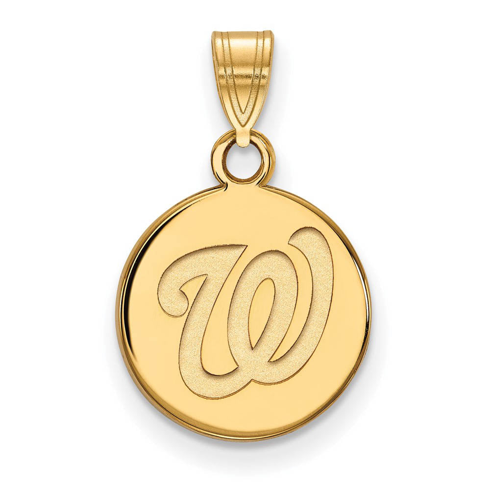 10K Yellow Gold MLB Washington Nationals Small Disc Pendant, Item P33378 by The Black Bow Jewelry Co.