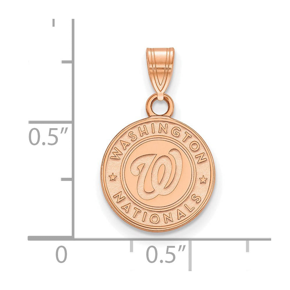 Alternate view of the 14K Rose Gold MLB Washington Nationals Small Script Logo Disc Pendant by The Black Bow Jewelry Co.