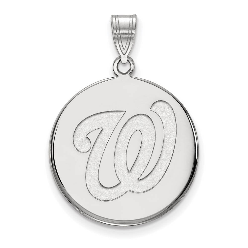 14K White Gold MLB Washington Nationals Large Disc Pendant, Item P33389 by The Black Bow Jewelry Co.
