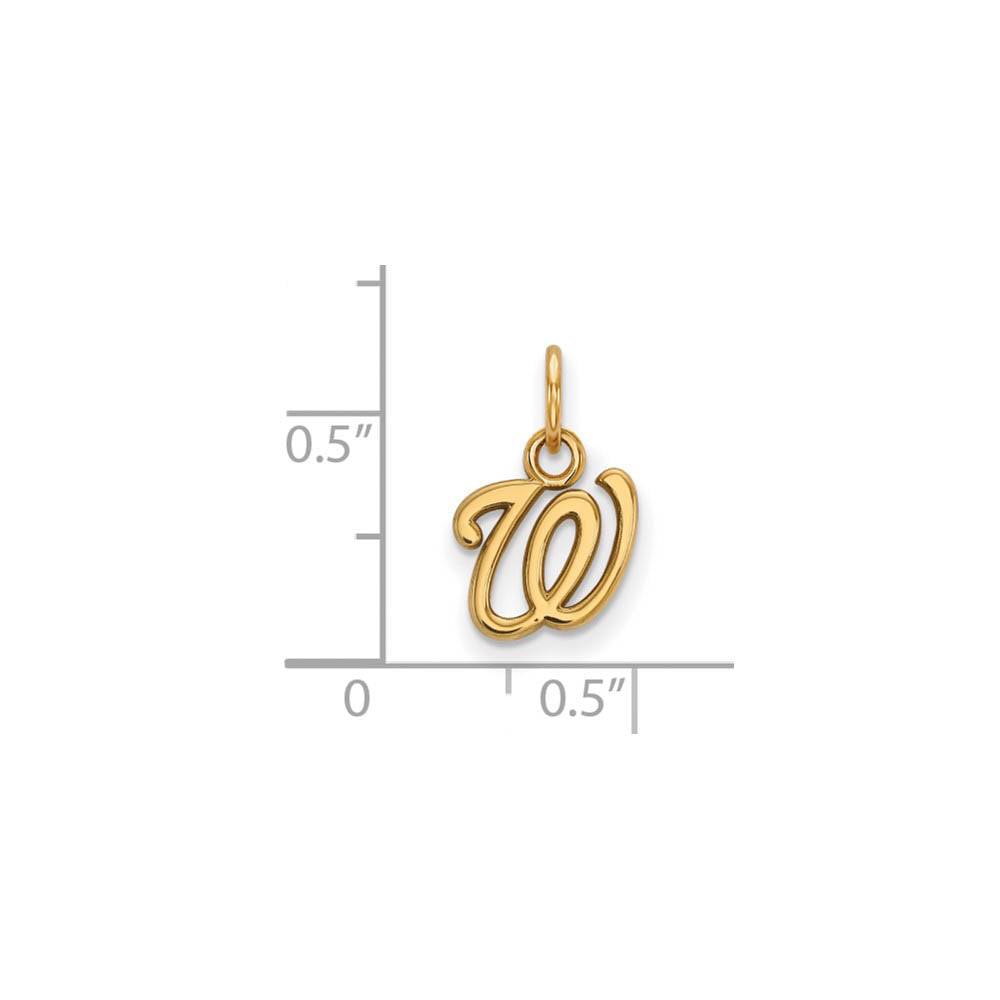 Alternate view of the 14K Yellow Gold MLB Washington Nationals XS (Tiny) Letter W Charm by The Black Bow Jewelry Co.