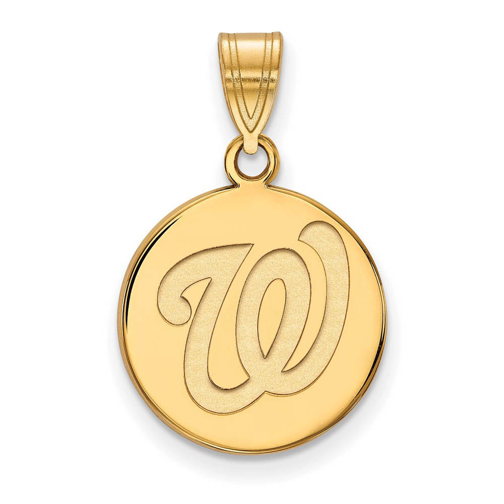 14K Yellow Gold MLB Washington Nationals Medium Disc Pendant, Item P33396 by The Black Bow Jewelry Co.