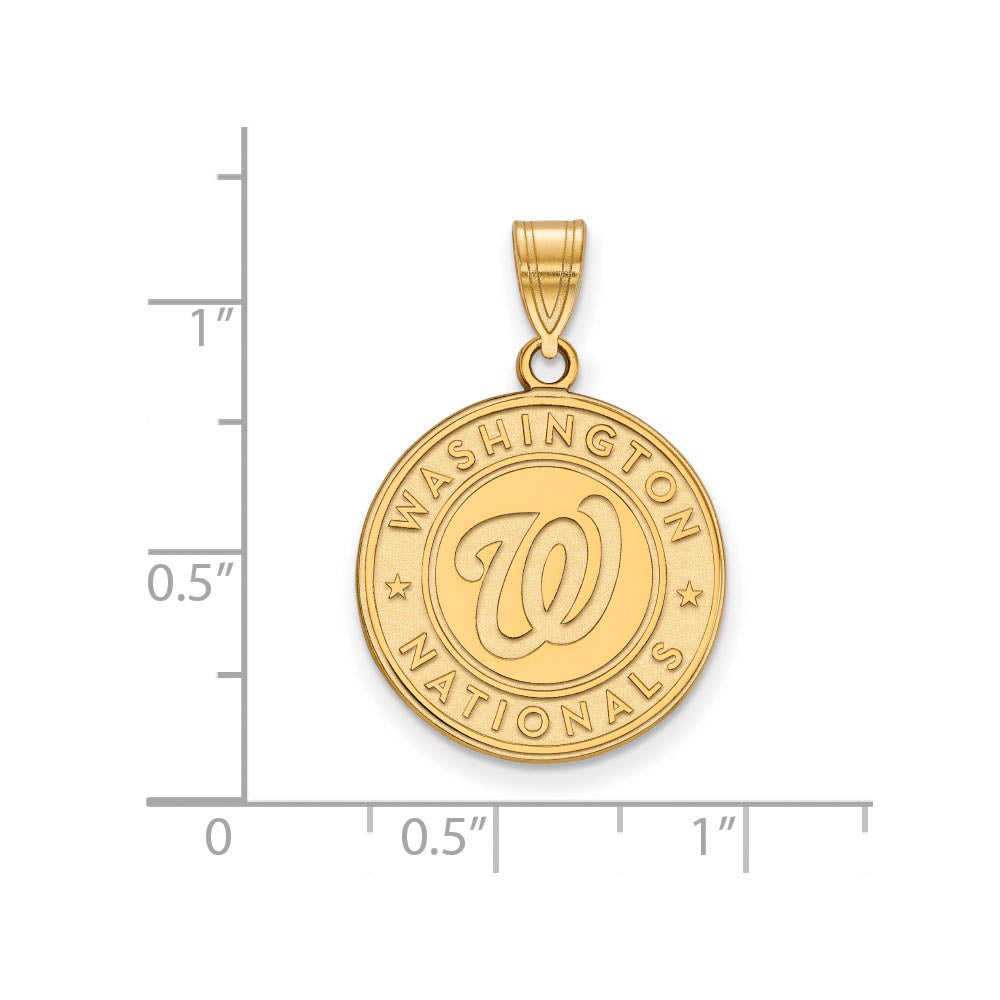 Alternate view of the 14K Gold Plated Silver MLB Washington Nationals LG Logo Disc Pendant by The Black Bow Jewelry Co.