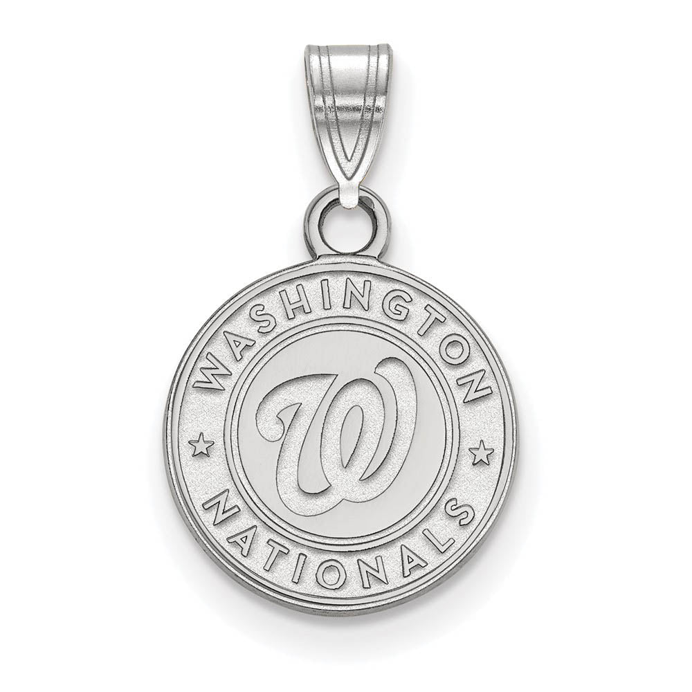 Sterling Silver MLB Washington Nationals Small Logo Disc Pendant, Item P33411 by The Black Bow Jewelry Co.