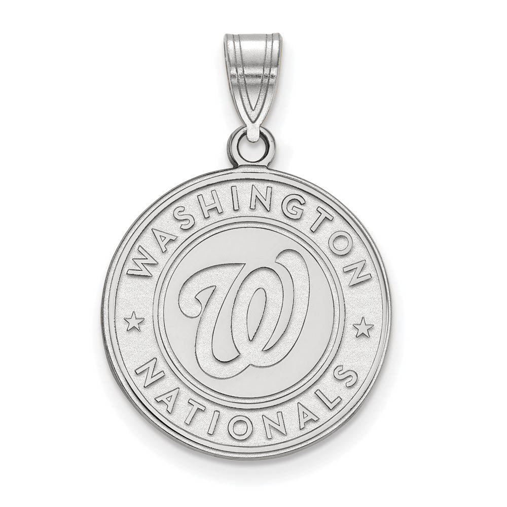 Sterling Silver MLB Washington Nationals Large Logo Disc Pendant, Item P33413 by The Black Bow Jewelry Co.