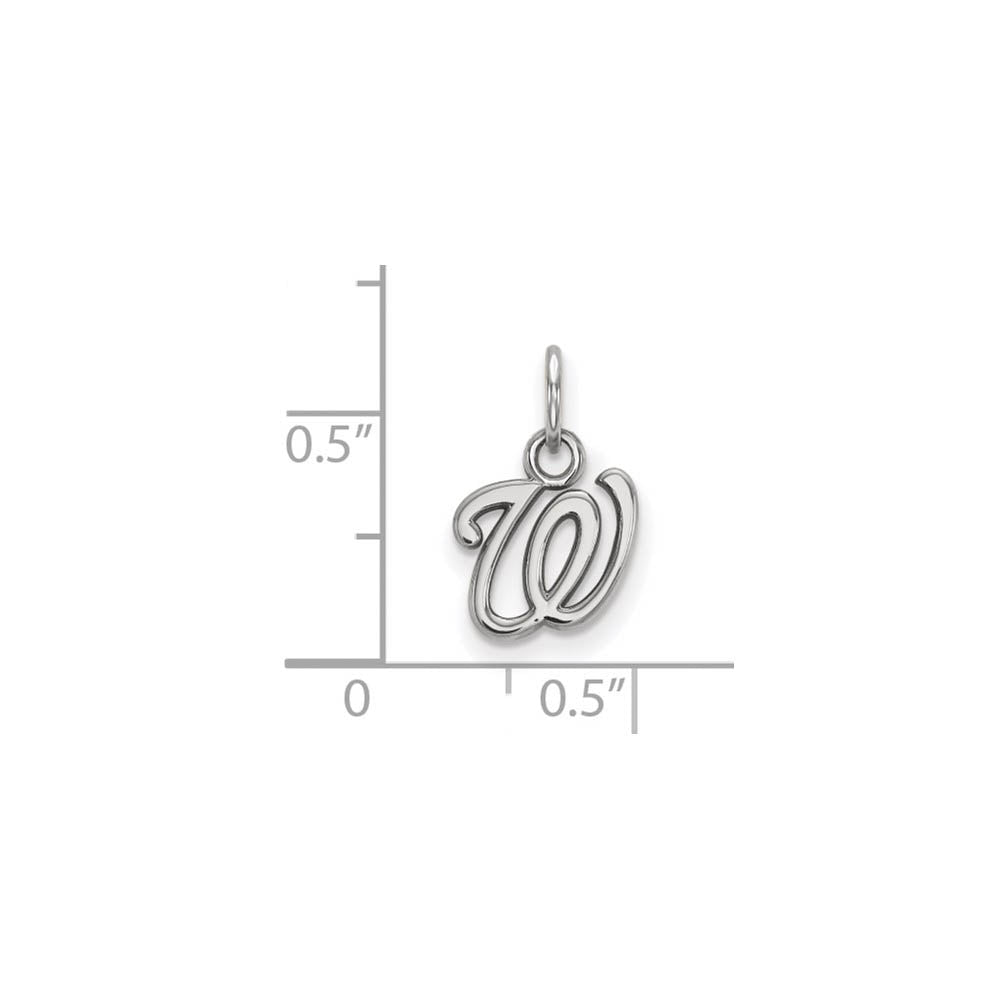 Alternate view of the Sterling Silver MLB Washington Nationals XS (Tiny) Letter Charm by The Black Bow Jewelry Co.